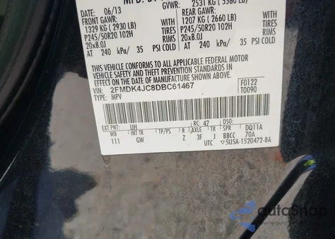 2013 Ford Edge Sel z USA, uszkodzony, nr VIN 2FMDK4JC8DBC61467